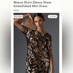 Maeve short sleeve sheer sequin dress